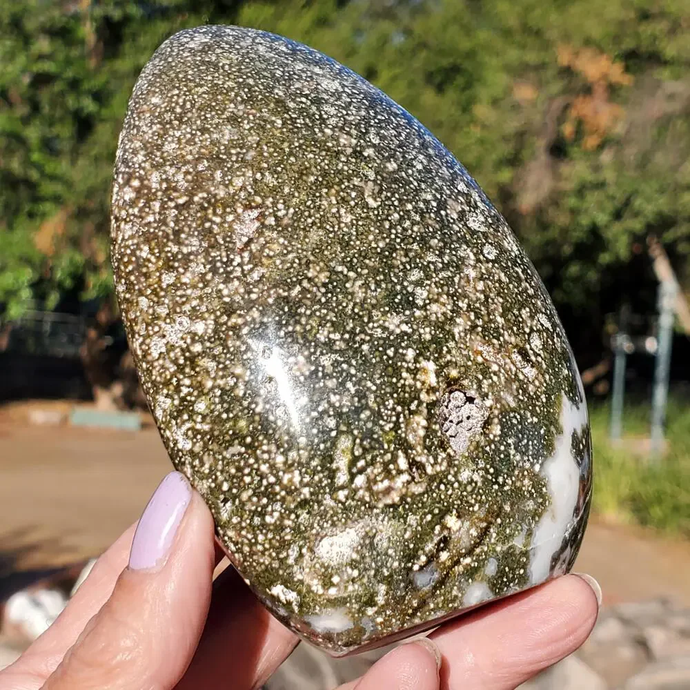 Ocean Jasper Pink Rounded Standing Druzy Freeform Crystal 600 Grams
